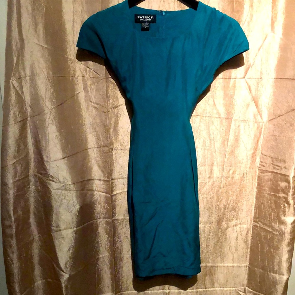 Teal/green silk dress